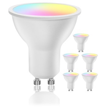6er-Set dimmbare LED RGBW-Leuchtmittel MESH GU10/6,5W/230V 2700-6500K Wi-Fi + Fernbedienung - Aigostar