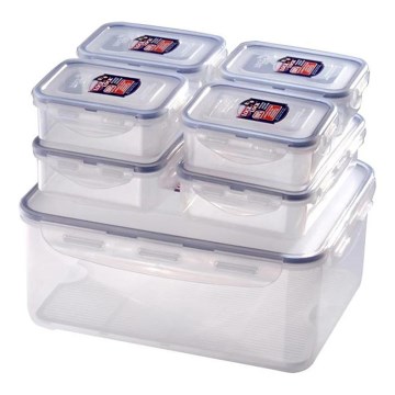 7er-Set Vorratsdosen LOCK, blau/transparent