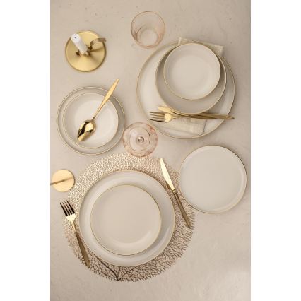8-teiliges Speiseservice, weiß/gold, aus Porzellan