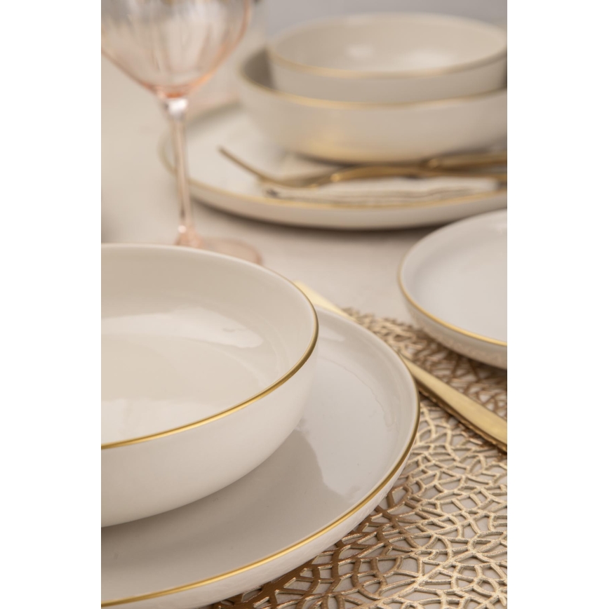 8-teiliges Speiseservice, weiß/gold, aus Porzellan