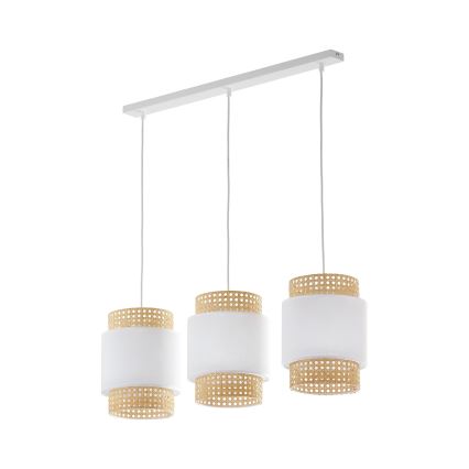 Abat-jour de rechange pour lampe de table et lustre BOHO E27 Ø 20 cm rotin/blanc