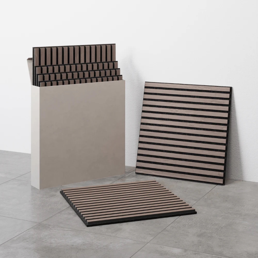 ADA Pack de 4 panneaux acoustiques DANVIKEN 60x60 cm, finition noyer