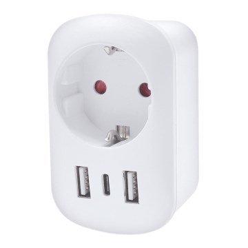 Adaptateur de voyage pour les États-Unis 230 V, 2 ports USB-A + 1 port USB-C