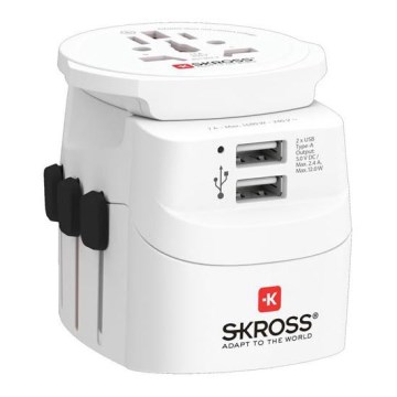 Adaptateur de voyage PRO Light USB 2 A - Monde, UK+USA+AUS/CN, 2 ports USB-A 12 W