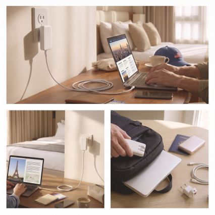 Adaptateur de voyage USB GaN à embouts interchangeables 100-250V