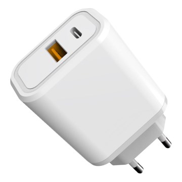 Adattatore a carica rapida Power Delivery 30W USB-C + USB-A bianco