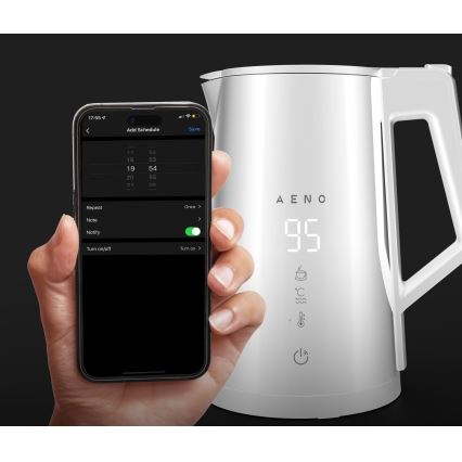 AENO - Bollitore smart con LED display 1,7 l 2200W/230V bianco
