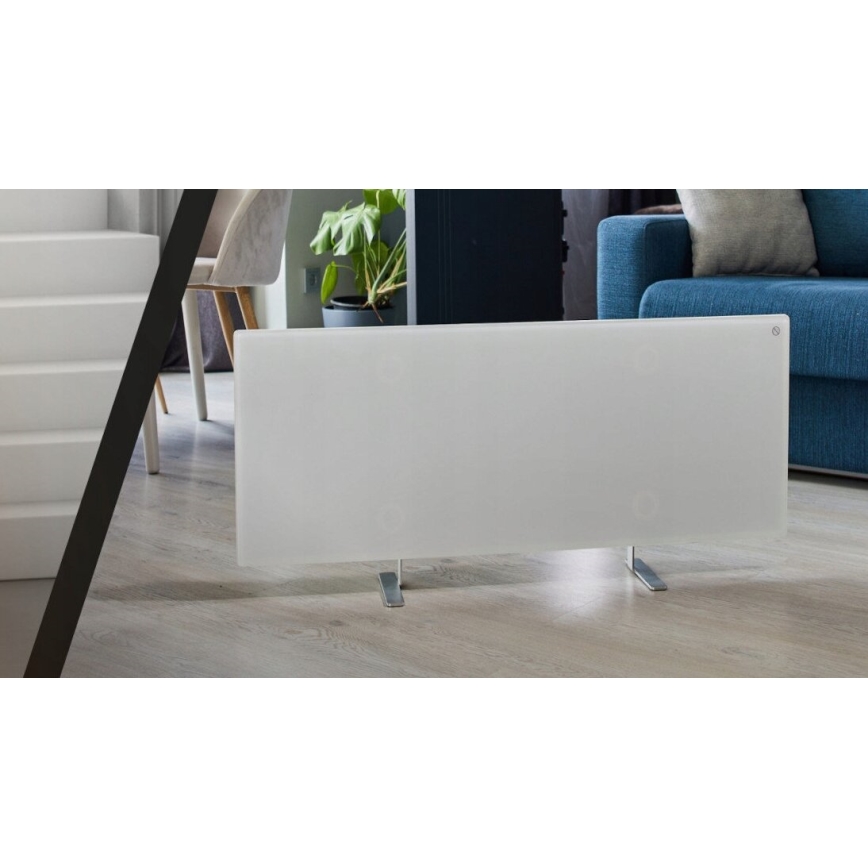 AENO - Elektrisches Smart-Infrarot-Panel mit LED Anzeige 700W Timer/Thermostat IP44 Wi-fi weiß