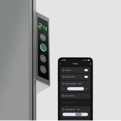 AENO - Panneau électrique connecté à infrarouge avec écran LED 700W minuteur/thermostat IP44 Wi-fi gris