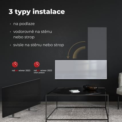 AENO - Panneau électrique connecté à infrarouge 700W minuteur/thermostat IP44 Wi-fi blanc
