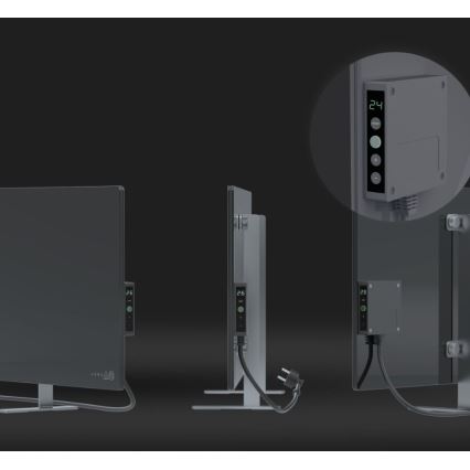 AENO - Pannello elettrico intelligente a infrarossi con LED display 700W timer/termostato IP44 Wi-fi grigio