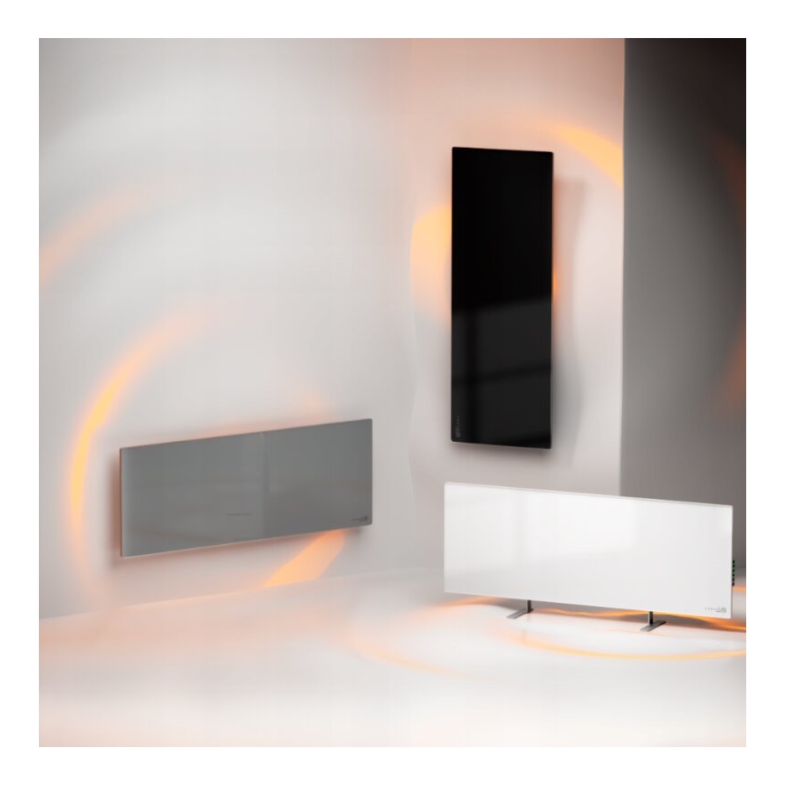 AENO - Pannello elettrico intelligente a infrarossi con LED display 700W timer/termostato IP44 Wi-fi grigio