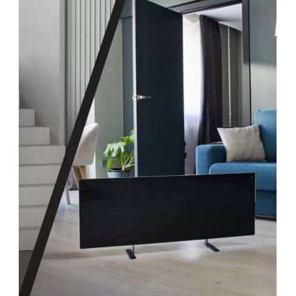 AENO - Pannello elettrico intelligente a infrarossi con LED display 700W timer/termostato IP44 Wi-fi nero