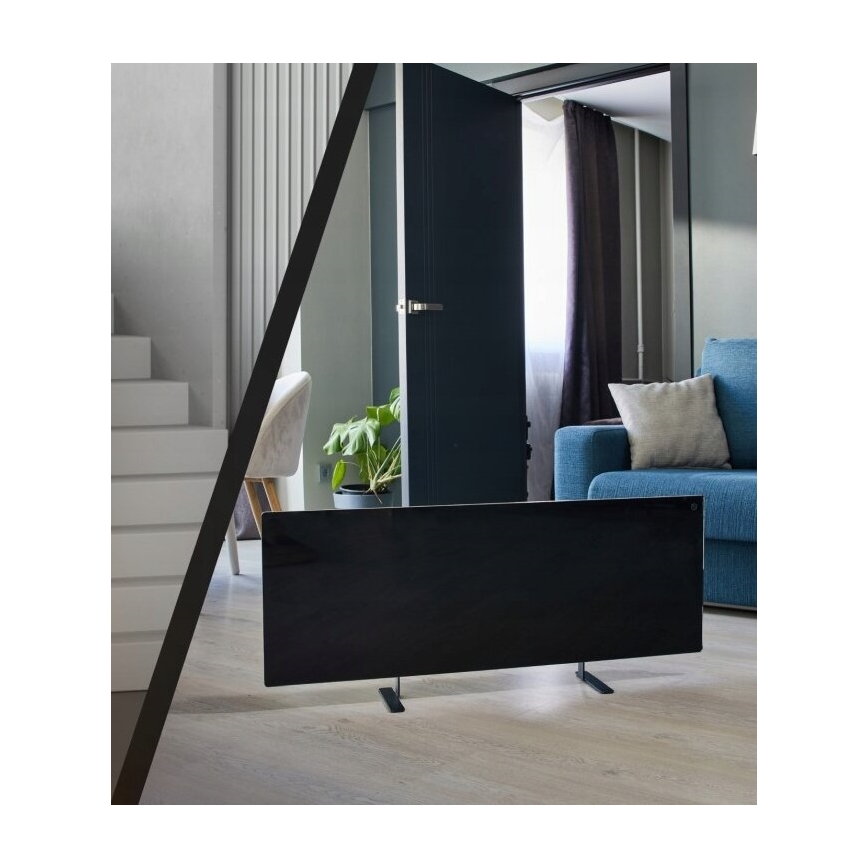 AENO - Pannello elettrico intelligente a infrarossi con LED display 700W timer/termostato IP44 Wi-fi nero