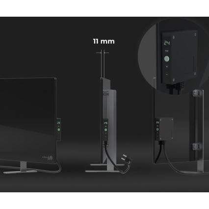AENO - Pannello elettrico intelligente a infrarossi con LED display 700W timer/termostato IP44 Wi-fi nero