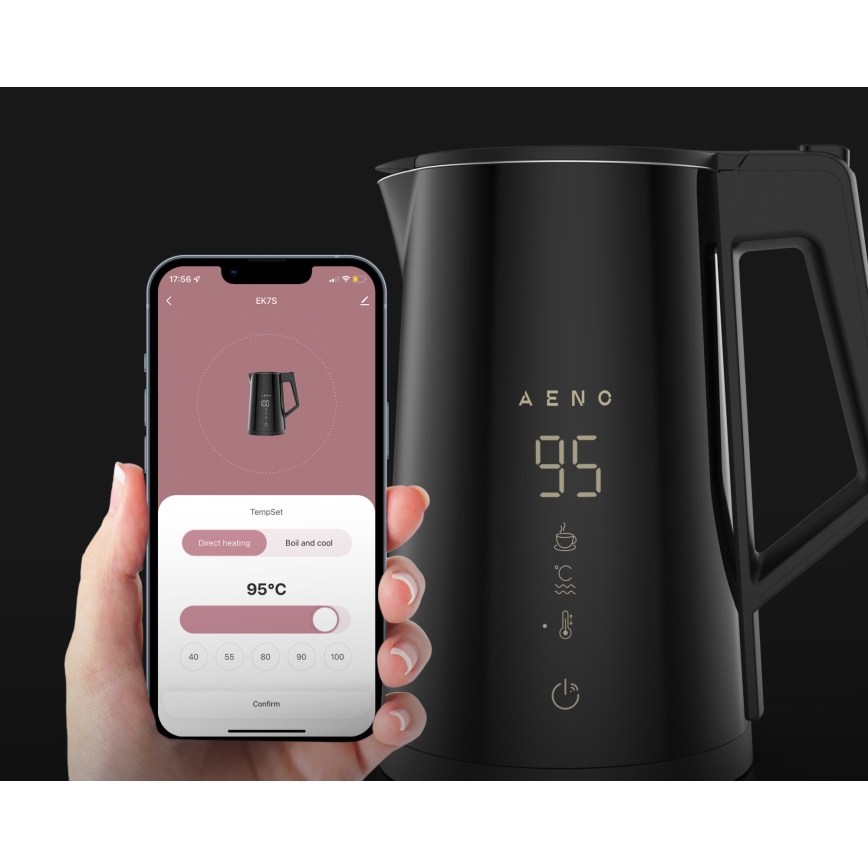 AENO - Intelligenter Wasserkocher mit LED-Display 1,7 l 2200W/230V schwarz