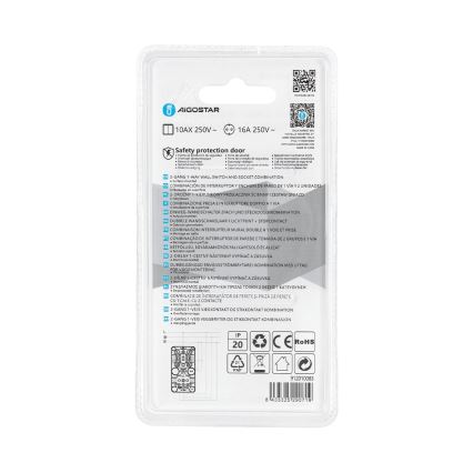 Aigostar - Haus-Schalter 2P mit Steckdose 1x10A/250V SCHUKO