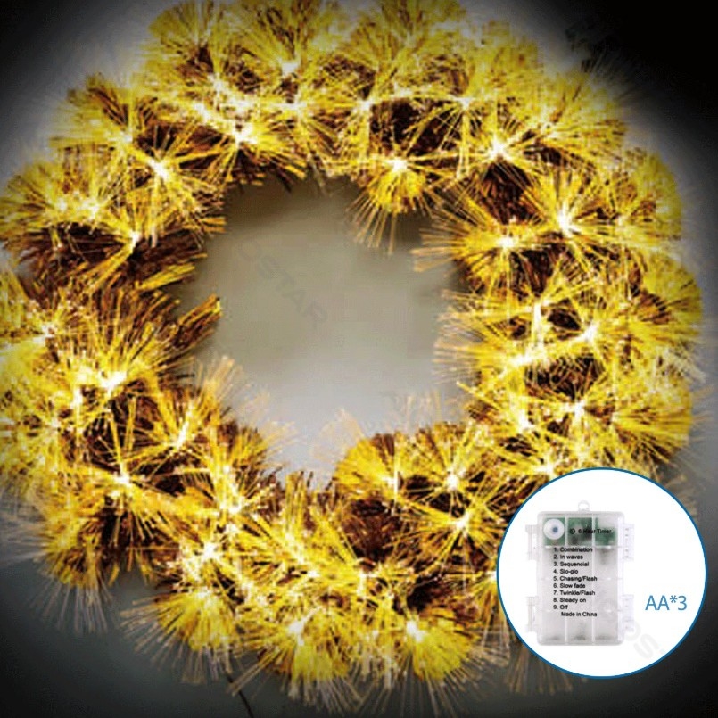 Aigostar - 3D LED-Außen-Weihnachtskranz, 72 LEDs, 3xAA, Ø 50 cm, IP44, warmweiß