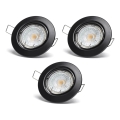 Aigostar - 3er-Set LED-Einbaustrahler 1xGU10/4,5W/230V 3000K schwarz