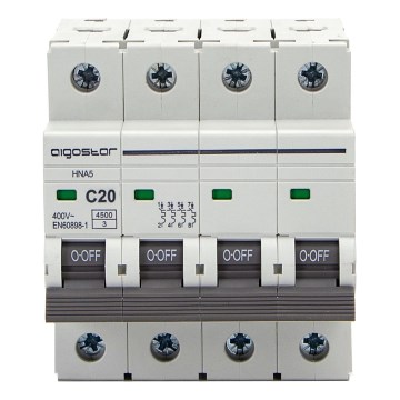Aigostar - 4-poliger Leitungsschutzschalter 4P-20A-C 400V