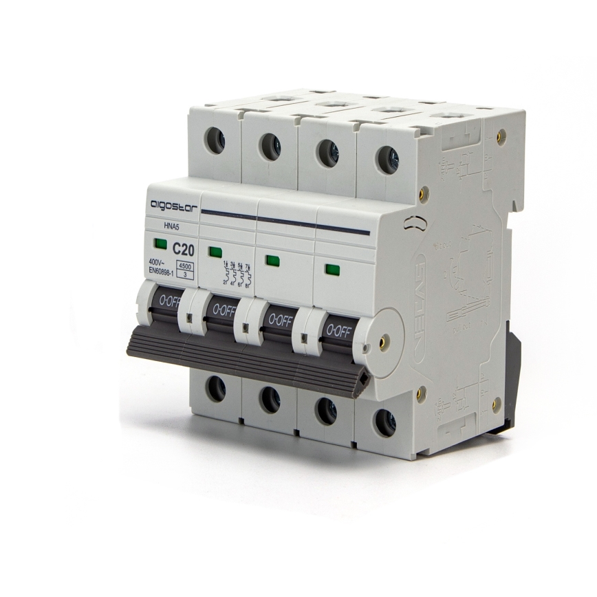 Aigostar - 4-poliger Leitungsschutzschalter 4P-20A-C 400V