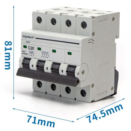 Aigostar - 4-poliger Leitungsschutzschalter 4P-20A-C 400V