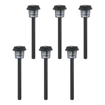 Aigostar - 6er-Set LED-Solarleuchten, LED/2V, 6500K, IP44, 40 mAh, schwarz