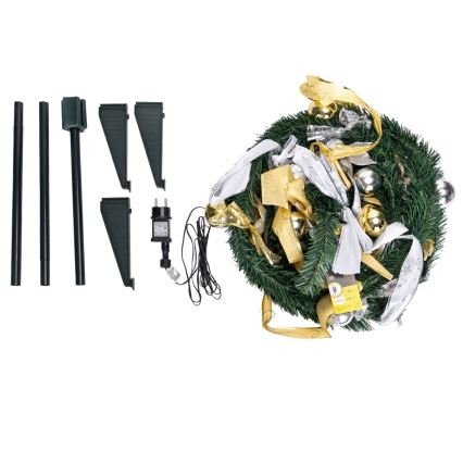 Aigostar - Albero di Natale da esterno a LED 80 LED 1,2 m IP44 bianco/oro, luce bianca fredda