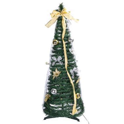 Aigostar - Albero di Natale da esterno a LED 100xLED 1,5m IP44 bianco/oro luce bianca calda