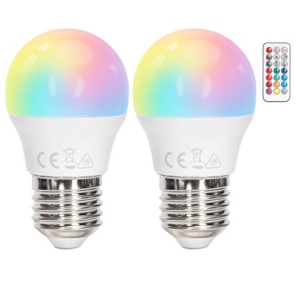 Aigostar - Ampoule LED RGBW dimmable G45 E27/4,8W/230V 3000K + télécommande