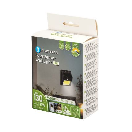 Aigostar - Applique a LED solare con sensore LED/13W/5,5V 6500K IP65