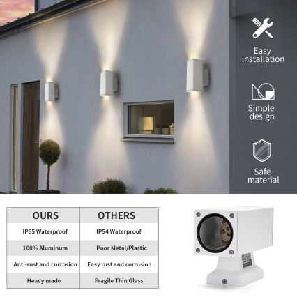 Aigostar - Applique da esterno 2xGU10/230V bianco IP65 quadrato