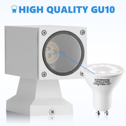 Aigostar - Applique da esterno 2xGU10/230V bianco IP65 quadrato