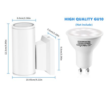 Aigostar - Applique murale extérieure 1xGU10/230V blanc IP65 arrondi