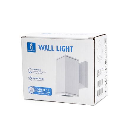 Aigostar - Applique murale extérieure 1xGU10/230V blanc IP65 carré