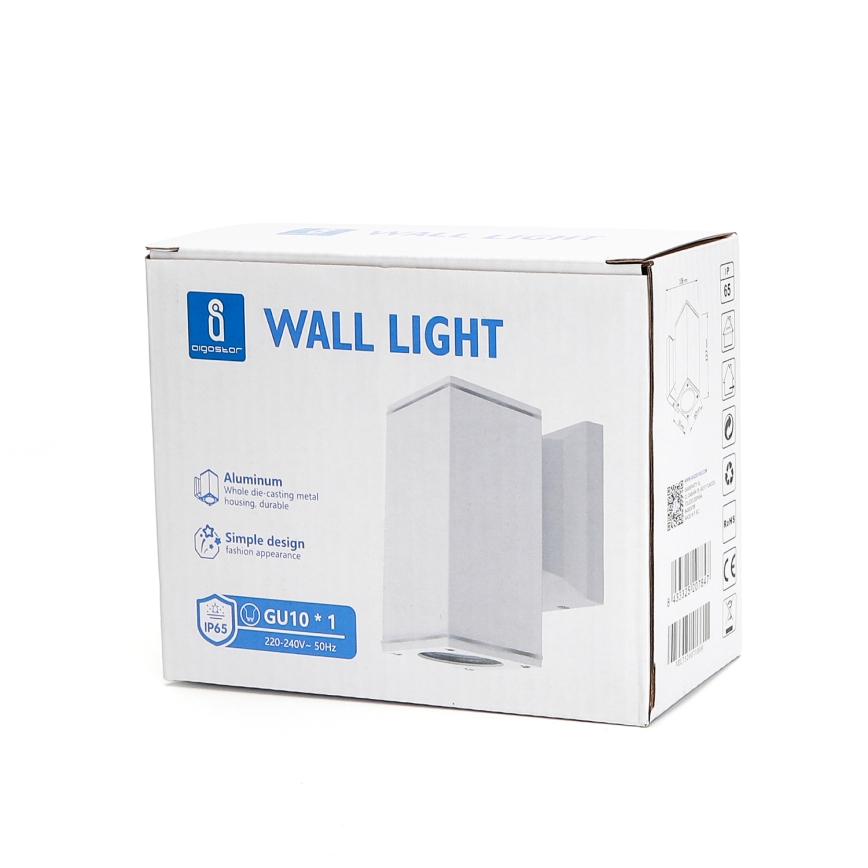 Aigostar - Applique murale extérieure 1xGU10/230V blanc IP65 carré
