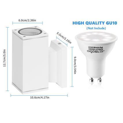 Aigostar - Applique murale extérieure 1xGU10/230V blanc IP65 carré