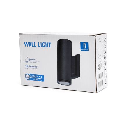 Aigostar - Applique murale extérieure 2xGU10/230V noir IP65 arrondi