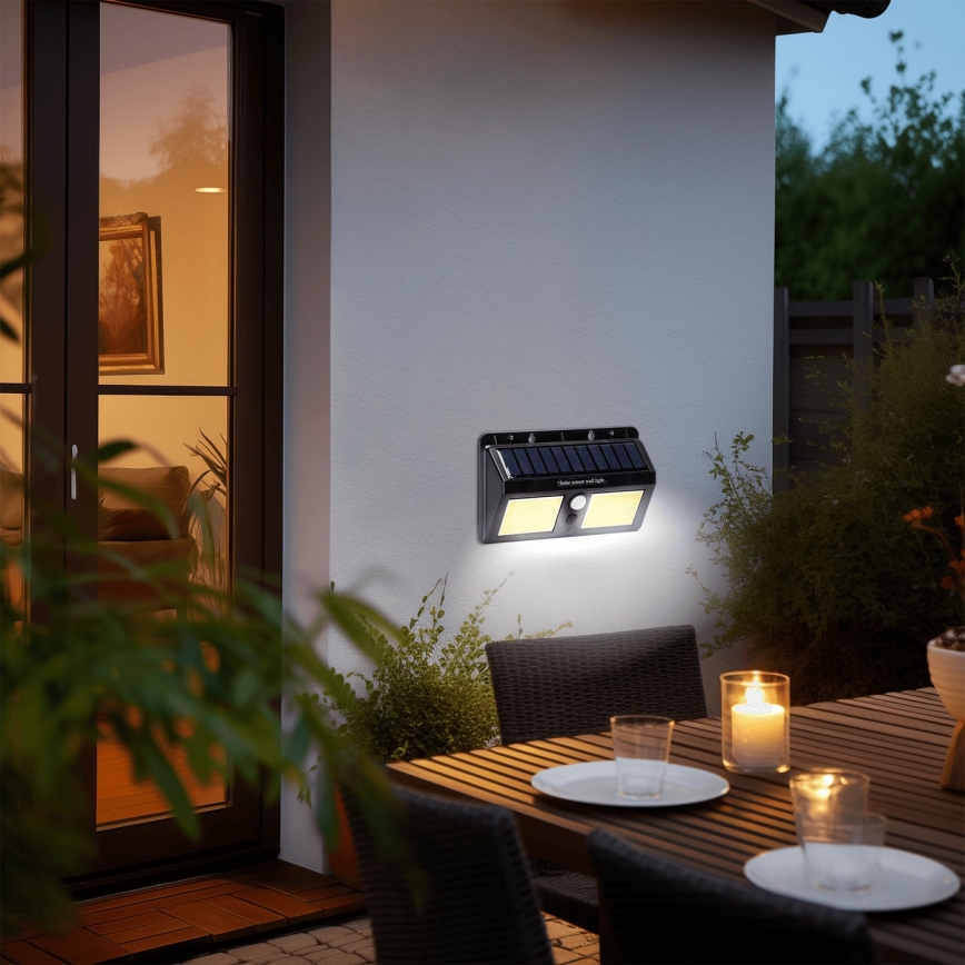 Aigostar - Applique murale solaire avec détecteur LED/20W/5,5V 2400 mAh 6500K IP65