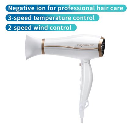 Aigostar - Asciugacapelli con ionizzatore 2200W/230V bianco