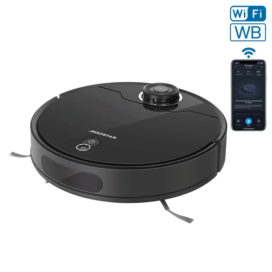 Aigostar - Aspirapolvere robot smart 2in1 12W/230V 3300mAh Wi-Fi nero