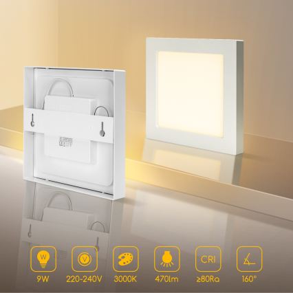 Aigostar - Aufgesetzte LED-Deckenleuchte LED/9W/230V 3000K 12,2x12,2 cm weiß