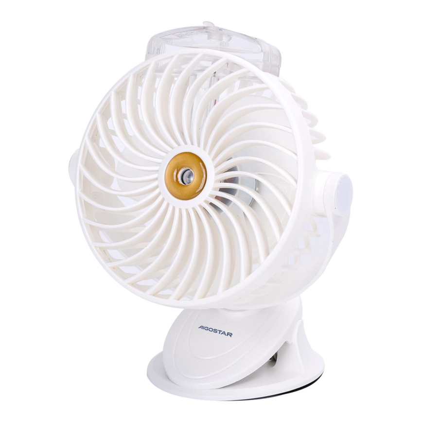 Aigostar - Aufladbar pocket Ventilator 2W/5V 2400mAh USB weiß