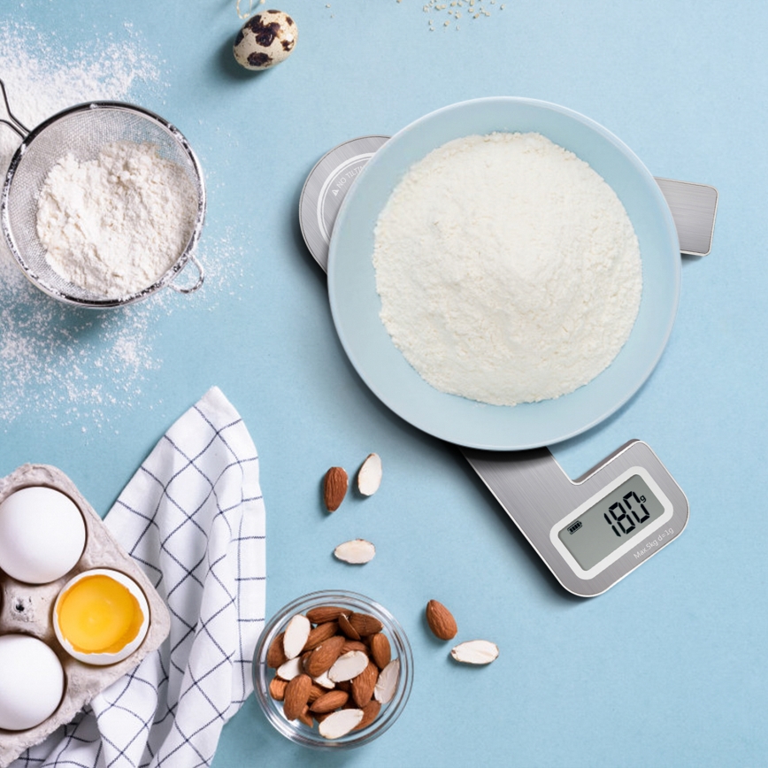 Aigostar - Bilancia da cucina pieghevole 5kg cromo opaco