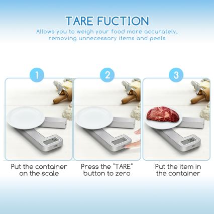 Aigostar - Bilancia da cucina pieghevole 5kg cromo opaco