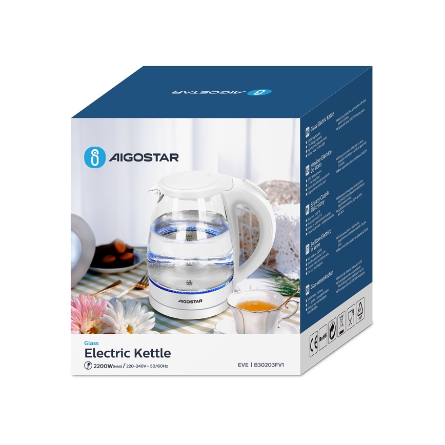 Aigostar - Bollitore 1,7l 2200W/230V bianco