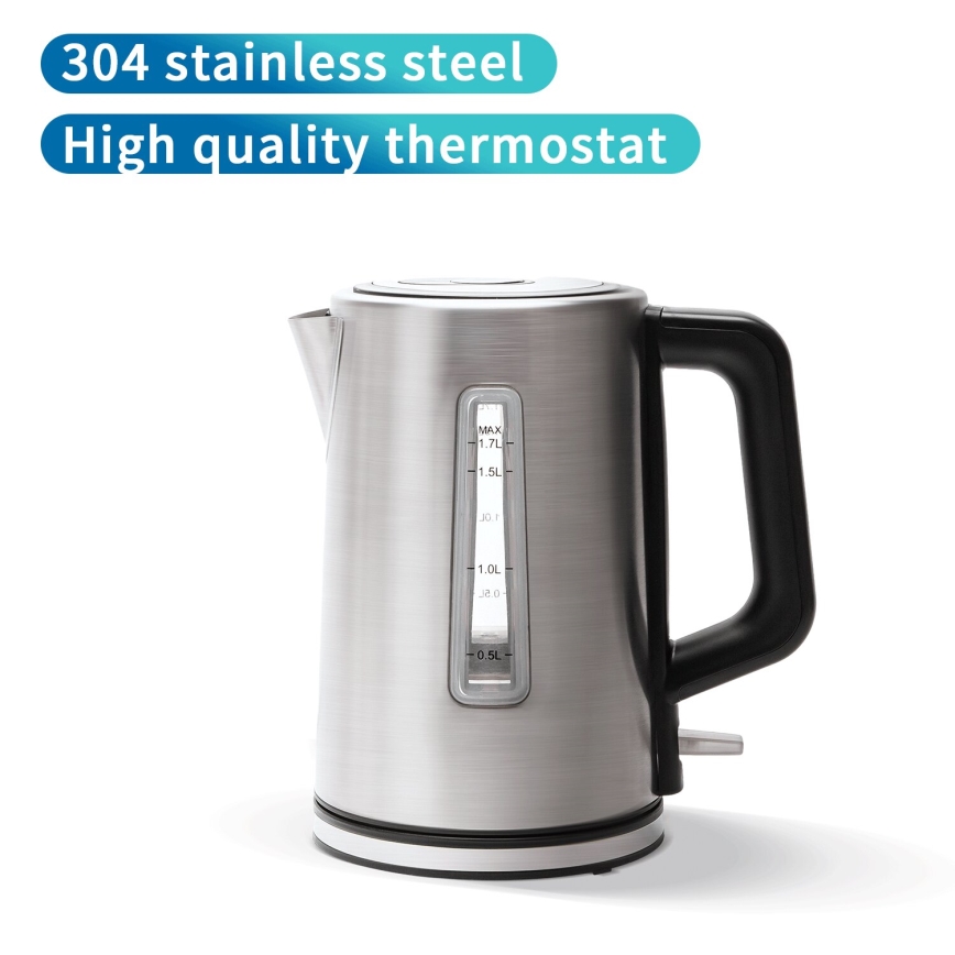 Aigostar - Bollitore 1,7l 2200W/230V cromo opaco