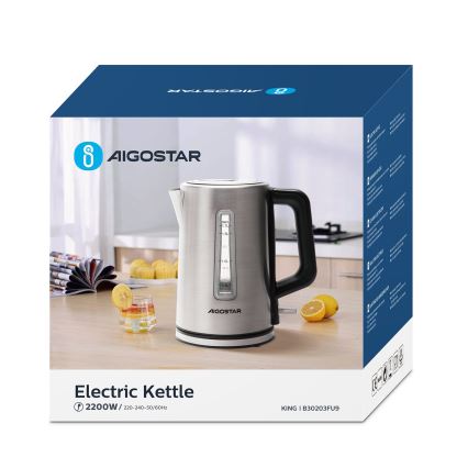 Aigostar - Bollitore 1,7l 2200W/230V cromo opaco