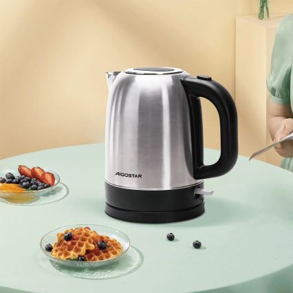 Aigostar - Bollitore 1,7l 2200W/230V cromo opaco