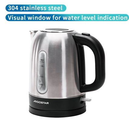 Aigostar - Bollitore 1,7l 2200W/230V cromo opaco